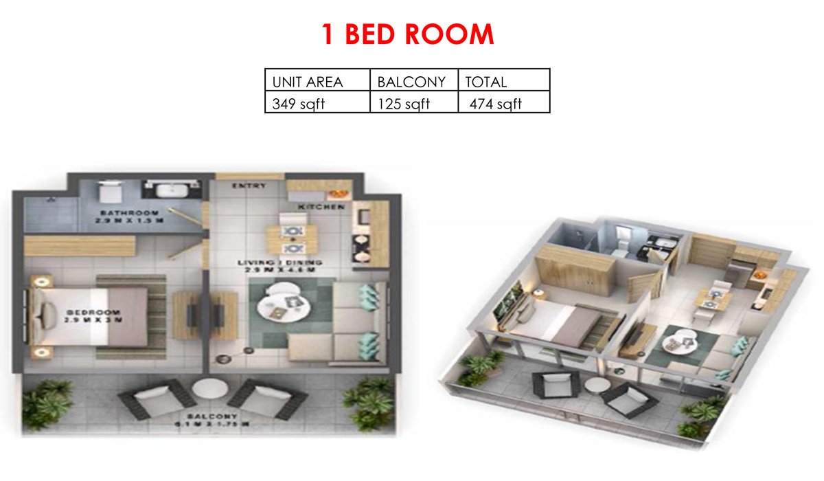 1 Bedroom, 474 Sqft